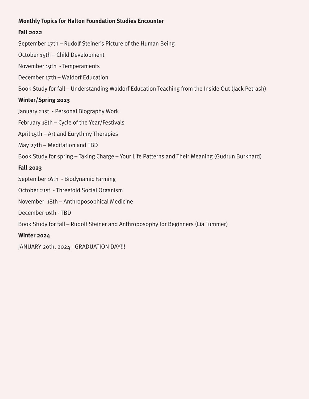 Halton foundation studies encounter program 2022 24 rudolf steiner